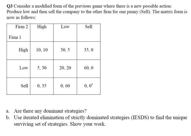 Solved Q3 Consider A Modified Form Of The Previous Game | Chegg.com