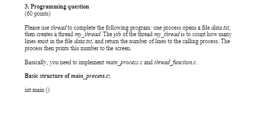 Solved 3. Programming question (60 points) Please use thread | Chegg.com