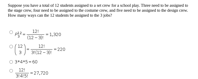 Solved Suppose you have a total of 12 students assigned to a | Chegg.com
