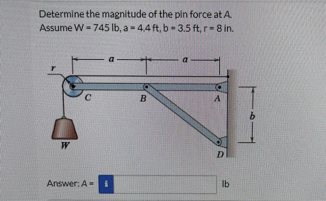 Solved Determine the magnitude of the pin force at A. Assume | Chegg.com