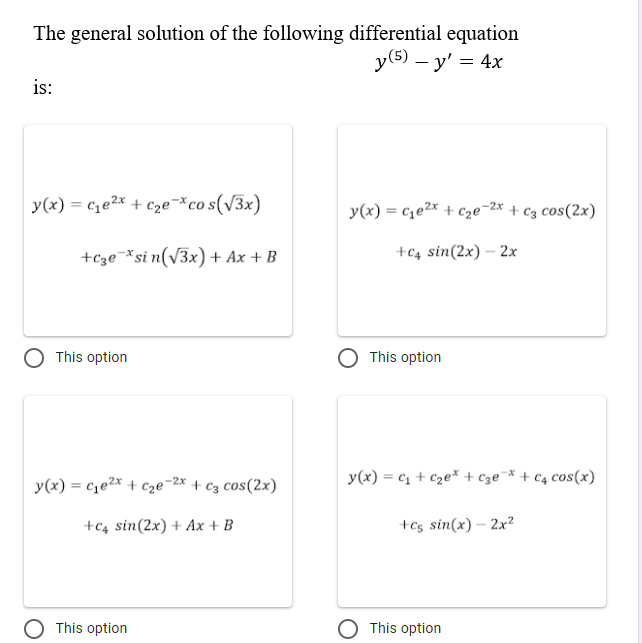 Solved The general solution of the following differential | Chegg.com
