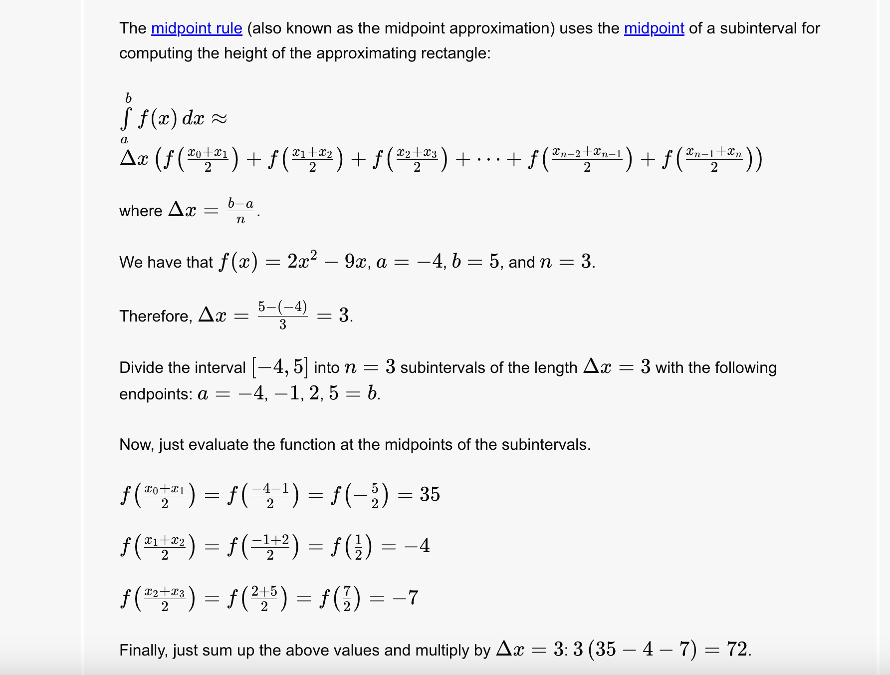 Solved The midpoint rule (also known as the midpoint | Chegg.com