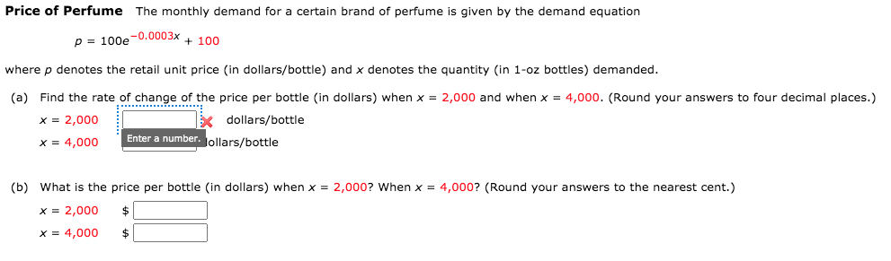 Solved Price of Perfume The monthly demand for a certain | Chegg.com