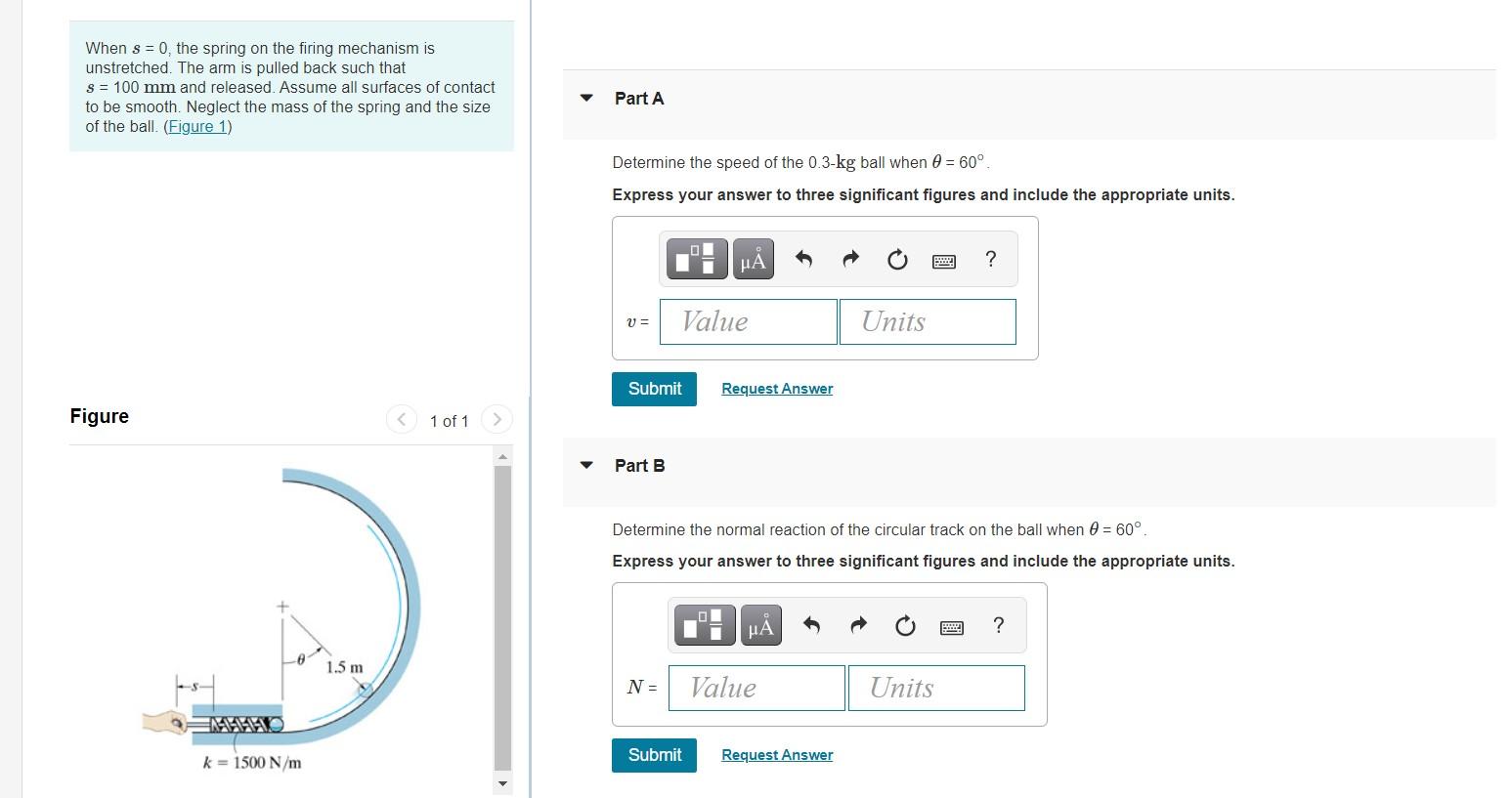 Solved When s = 0, the spring on the firing mechanism is | Chegg.com