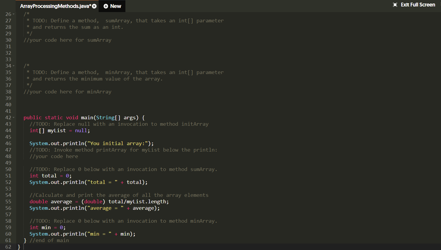 Solved Define and invoke methods that involve arrays. It's | Chegg.com