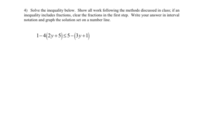 Solved ) Solve the inequality below. Show all work following | Chegg.com