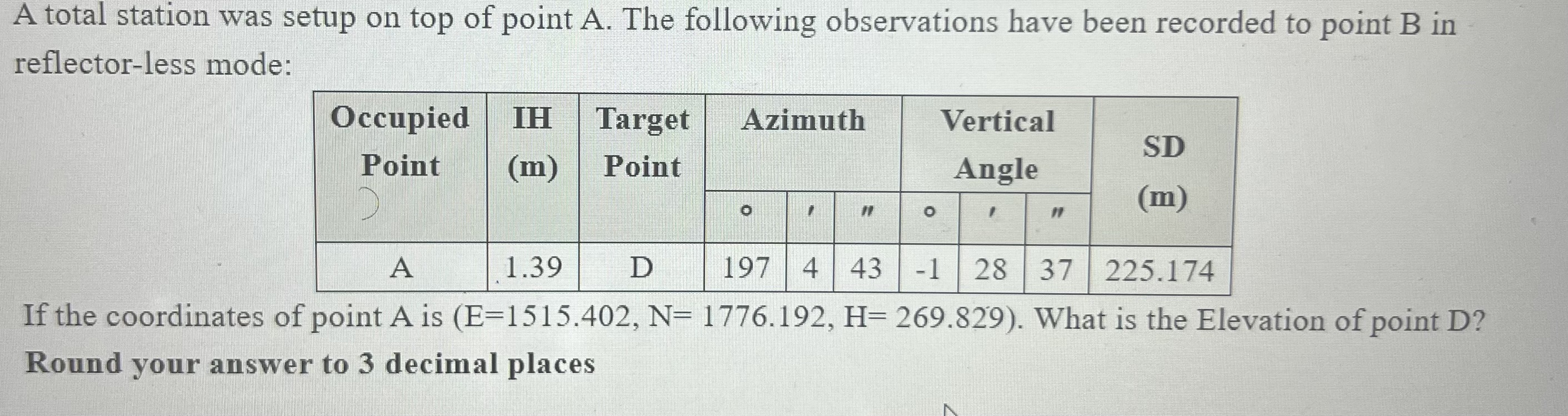 A total station was setup on top of point A. ﻿The | Chegg.com
