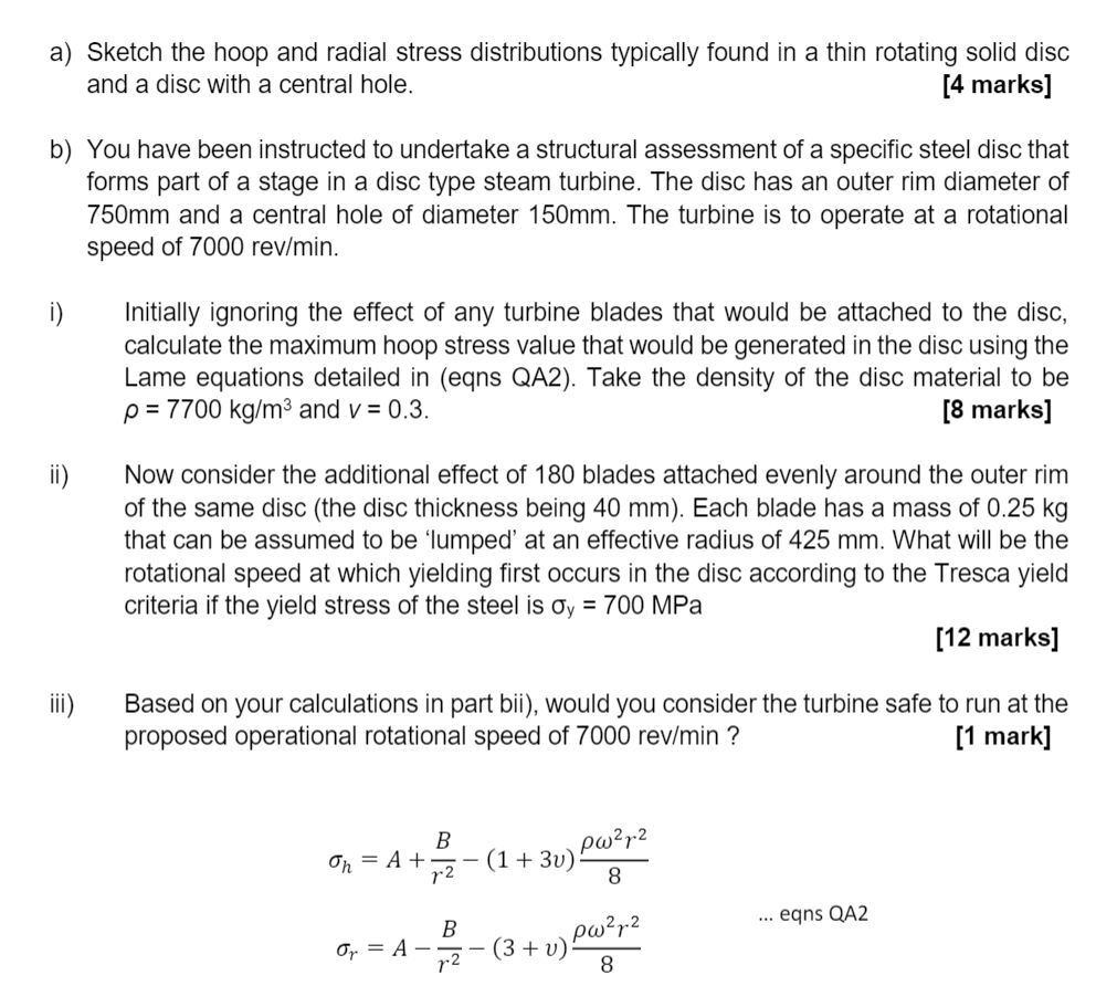 Solved a) Sketch the hoop and radial stress distributions | Chegg.com