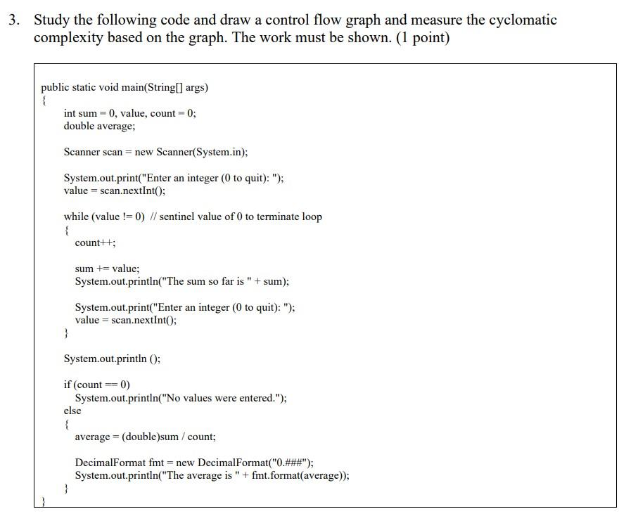 Solved 3. Study the following code and draw a control flow | Chegg.com