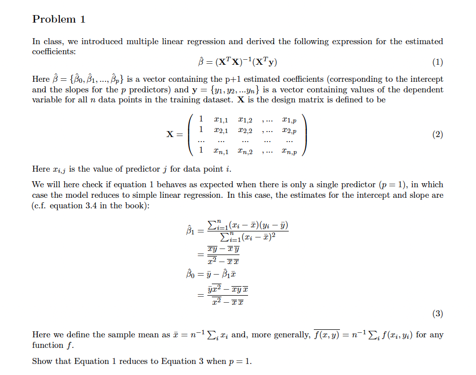 Solved In class, we introduced multiple linear regression | Chegg.com