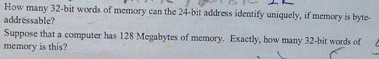 Solved How many 32-bit words of memory can the 24-bit | Chegg.com
