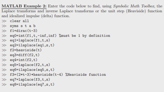 Solved MATLAB Example 2: Enter the code below to find, using | Chegg.com
