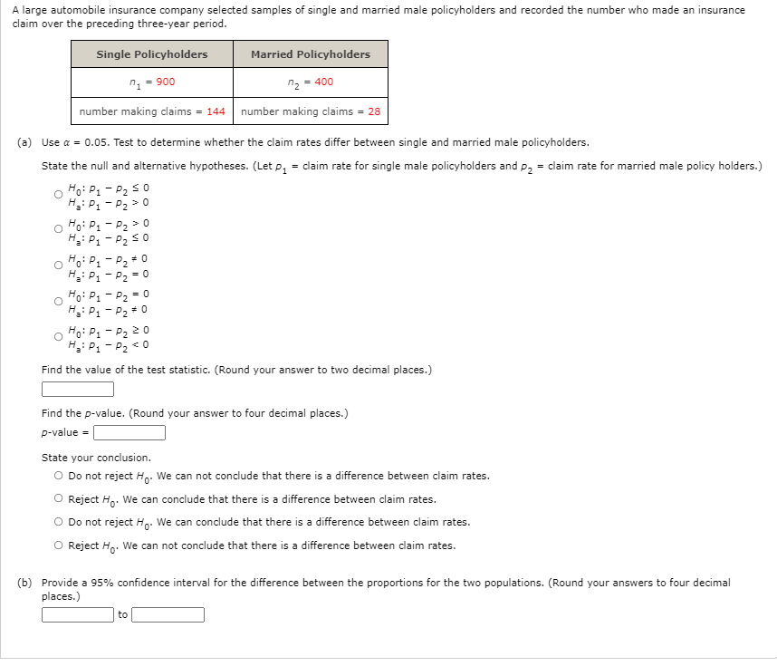 Solved A large automobile insurance company selected samples | Chegg.com