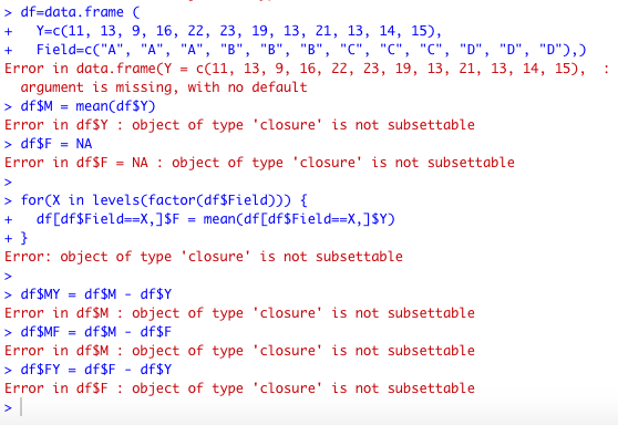 Solved Df-Data. Frame Y=C(11, 13, 9, 16, 22, 23, 19, 13, 21, | Chegg.Com