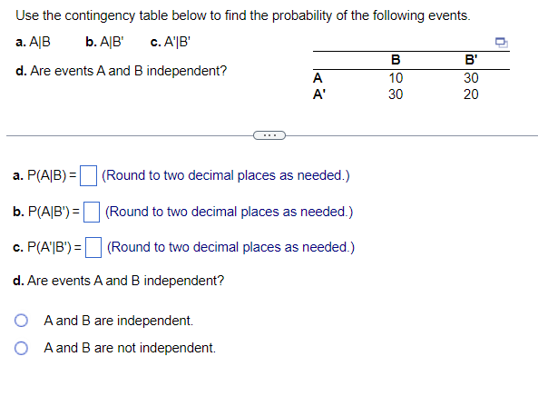 Solved Use The Contingency Table Below To Find The | Chegg.com