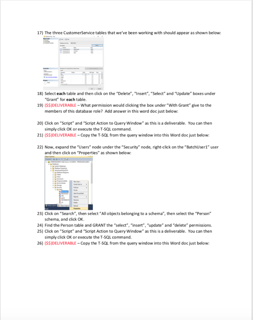 Instructions for assignment 7-SQL Server Security | Chegg.com