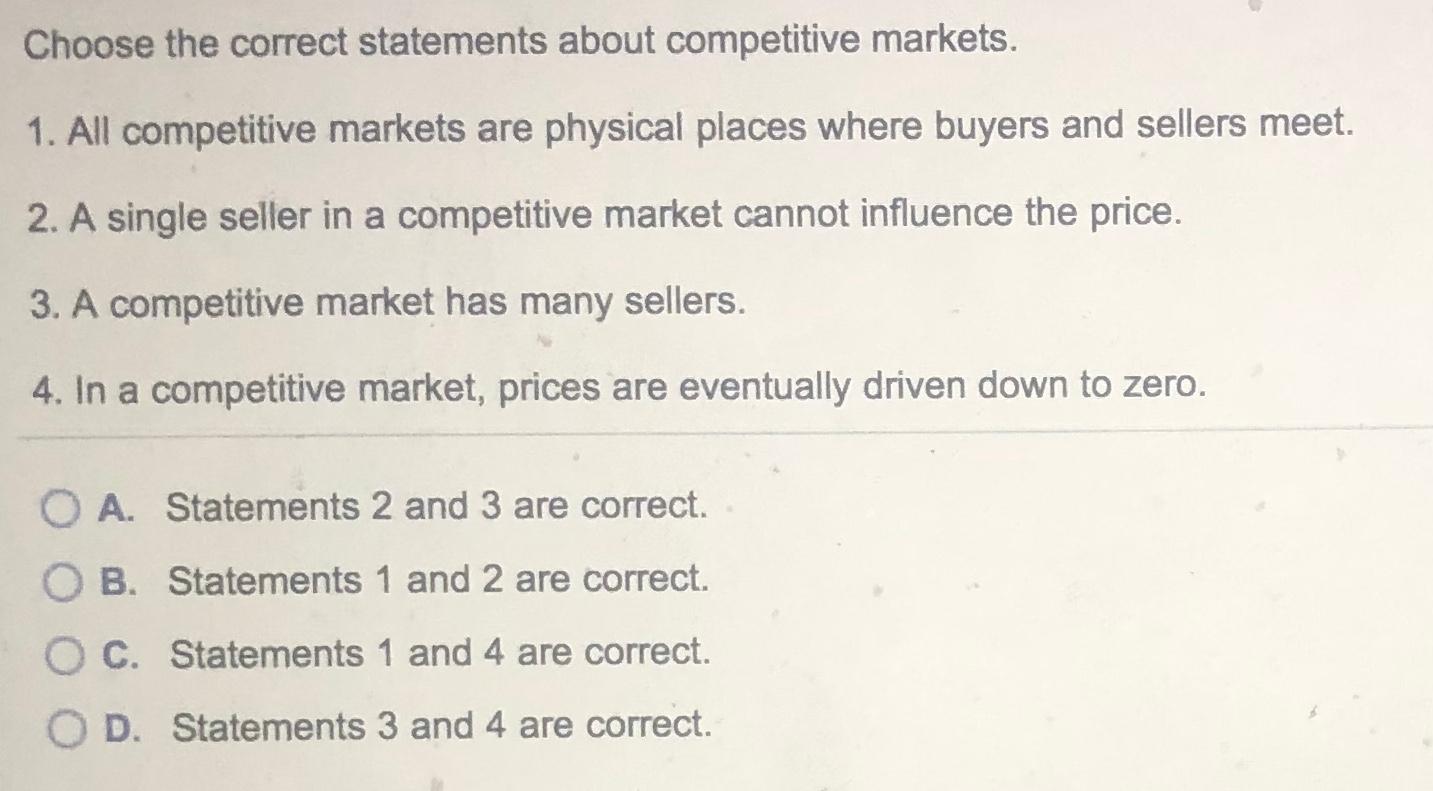 Solved Choose the correct statements about competitive | Chegg.com