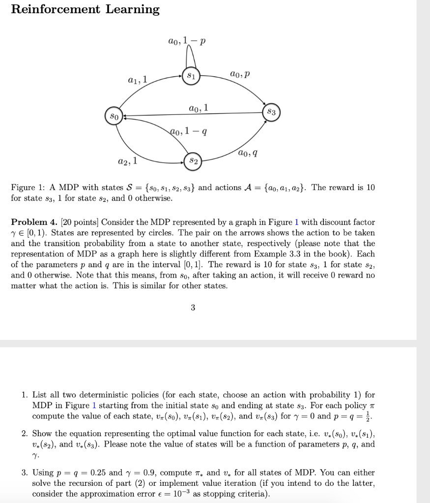 Reinforcement Learning 1 P S Ao P A1 1 Ao 1 S Chegg Com