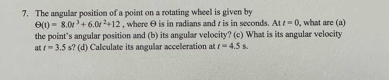 Solved The angular position of a point on a rotating wheel | Chegg.com