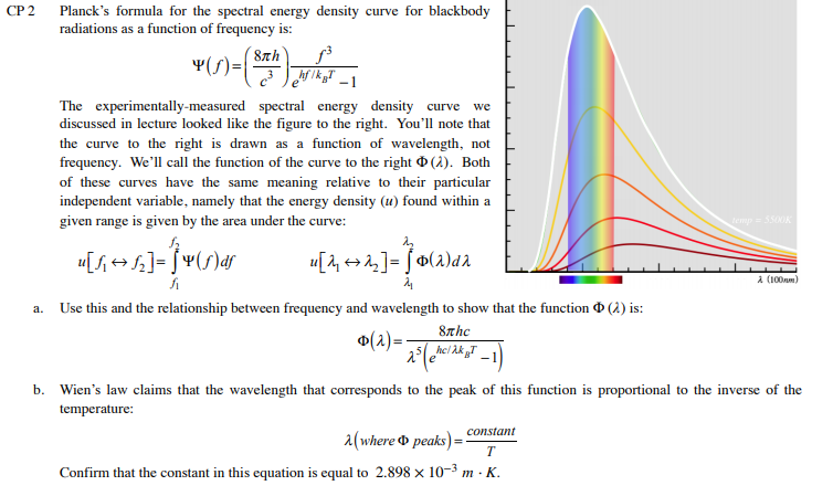 Solved CP2 Planck's formula for the spectral energy density | Chegg.com