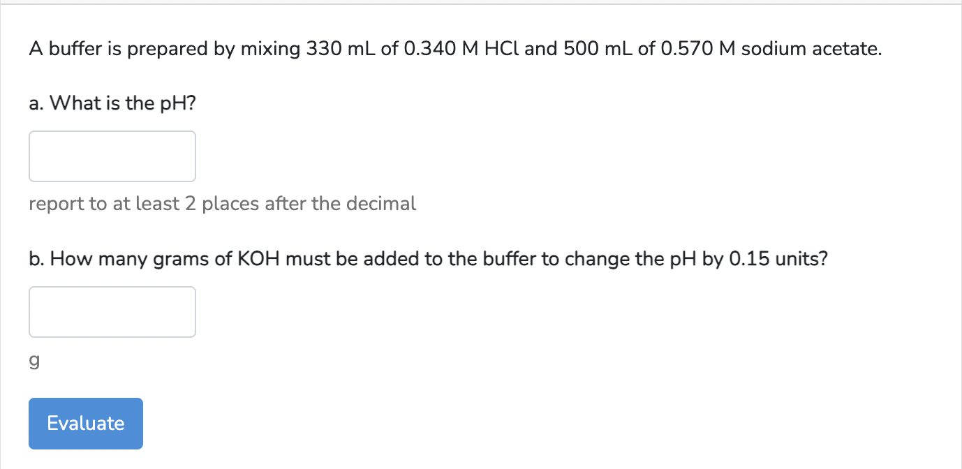 Solved A buffer is prepared by mixing 330 mL of 0.340MHCl | Chegg.com