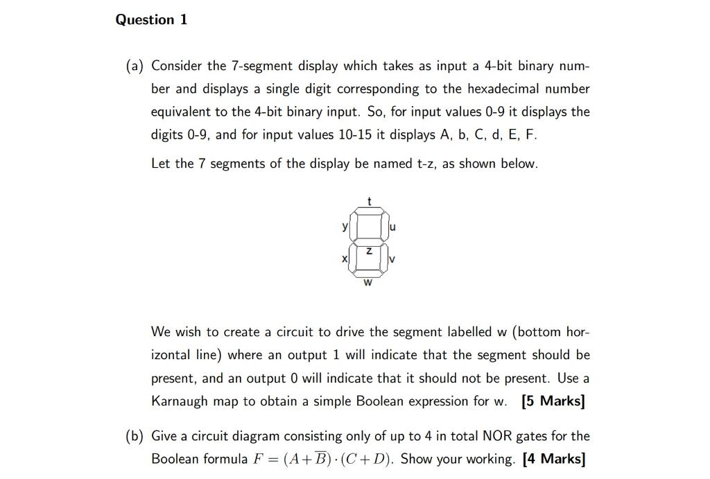 Solved Question 1 (a) Consider The 7-segment Display Which | Chegg.com