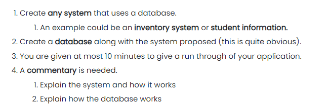Solved 1. Create any system that uses a database. 1. An | Chegg.com