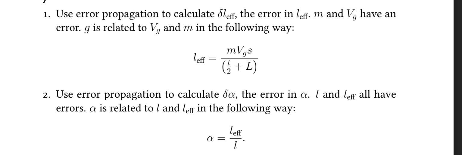 Solved Use error propagation to calculate da, the error in | Chegg.com