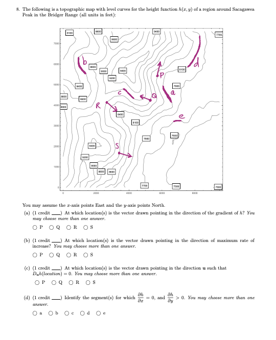 Solved 8. The following is a topographic map with level | Chegg.com