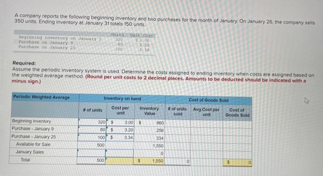 Solved A company reports the following beginning inventory | Chegg.com