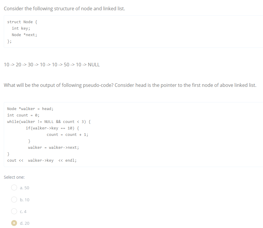 Solved Consider the following structure of node and linked | Chegg.com