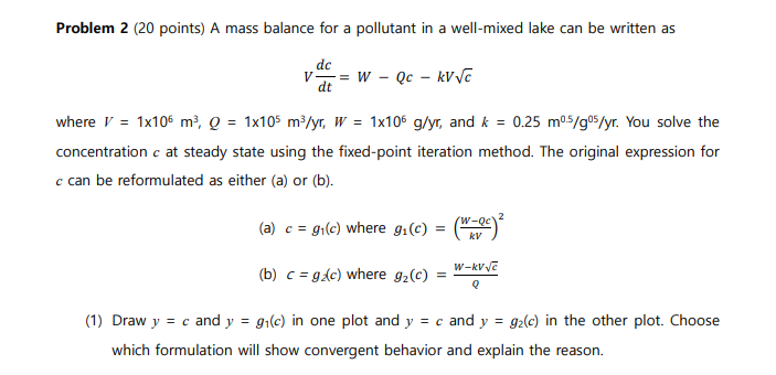 solved-problem-2-20-points-a-mass-balance-for-a-pollutant-chegg