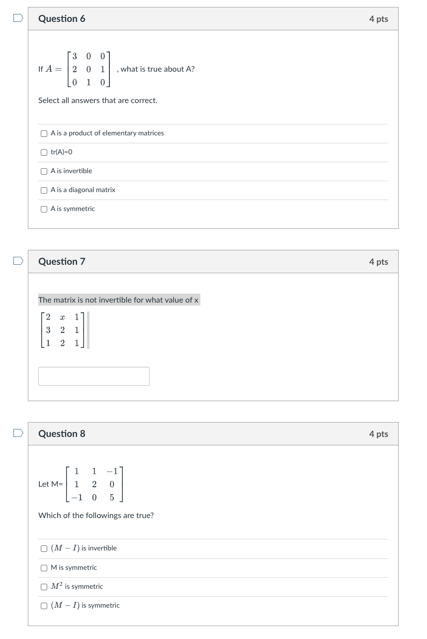 Solved N 0 Question 6 If A 30 0 20 1 What Is True About Chegg