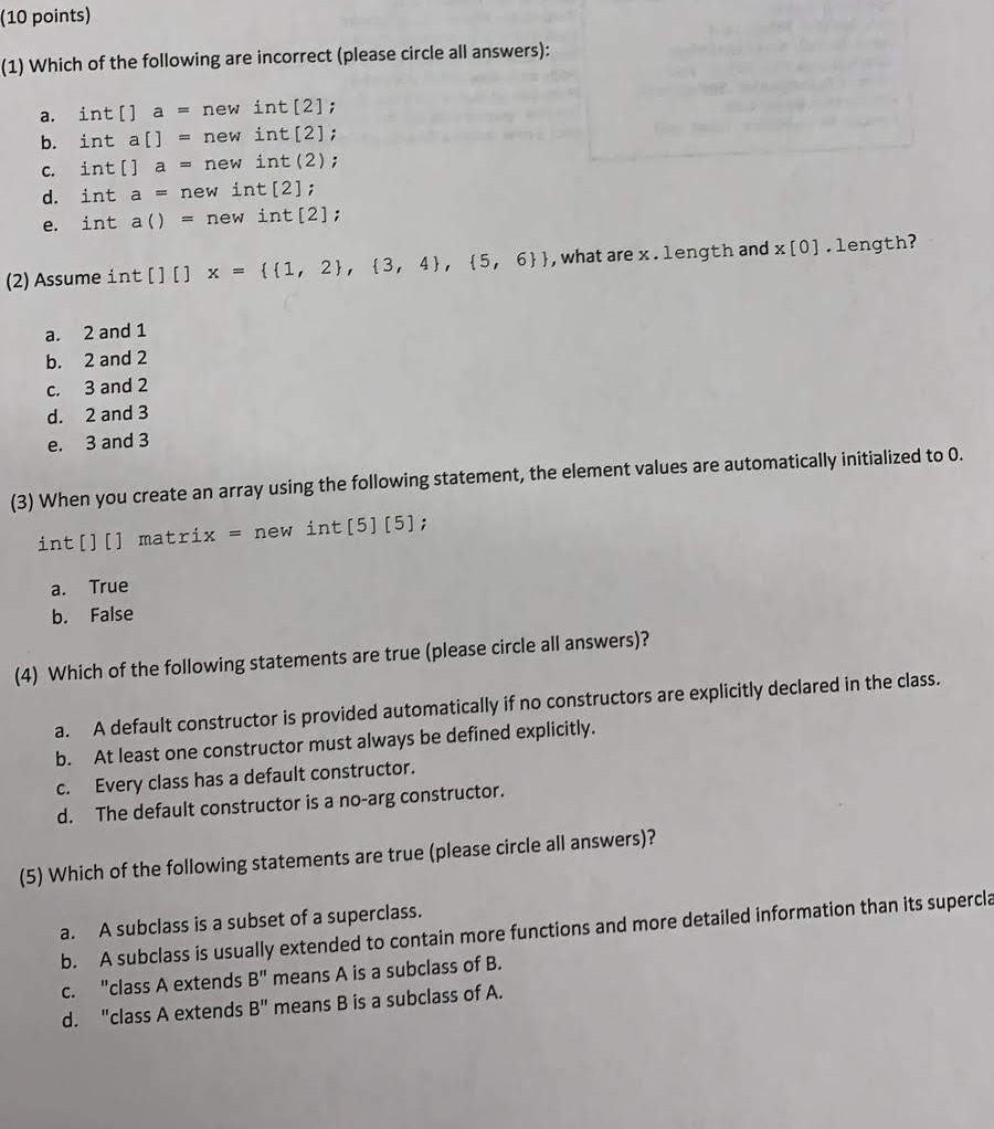 Solved 1. Which of the following is incorrect? (a) the