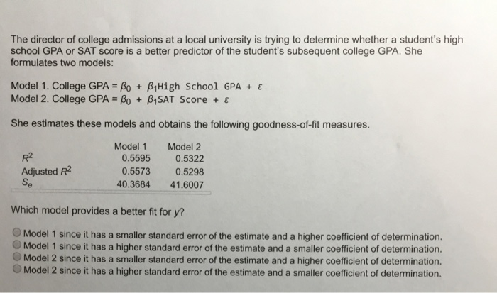 Solved The director of college admissions at a local | Chegg.com