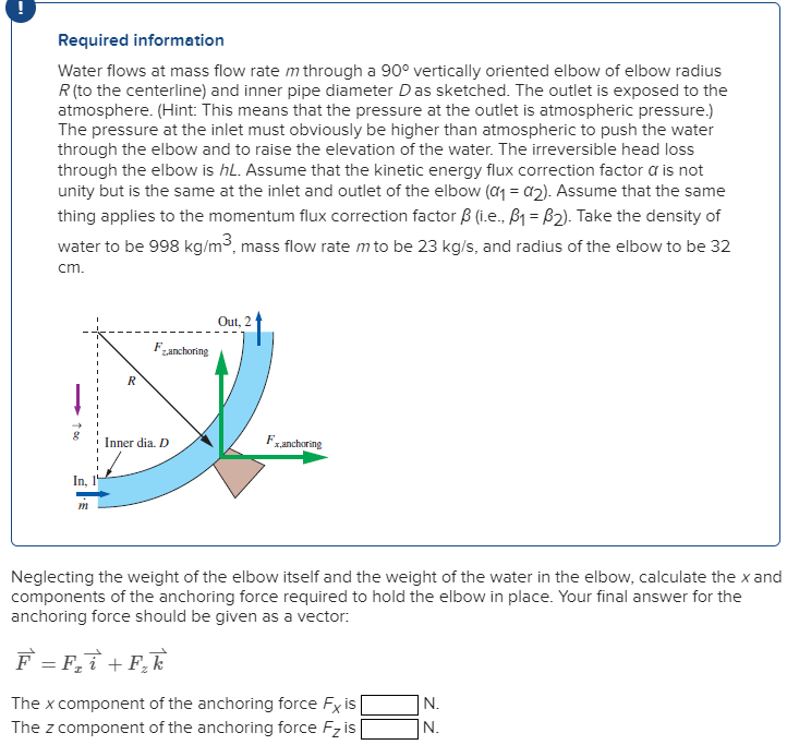 Solved Required information Water flows at mass flow rate m