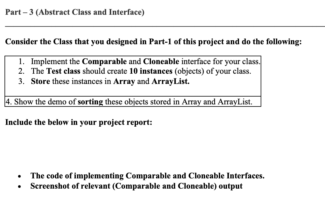 Part-1 (Objects and Classes) Create a Java Project | Chegg.com