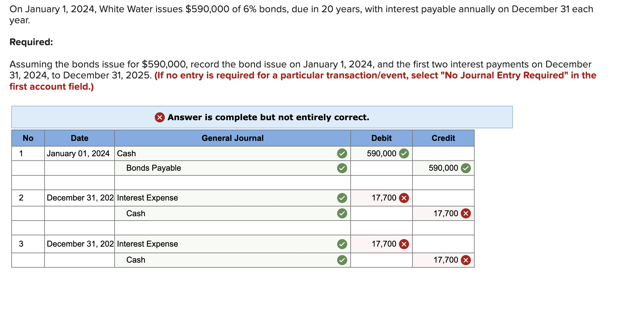 Solved On January 1, 2024, White Water issues $590,000 of 6% | Chegg.com