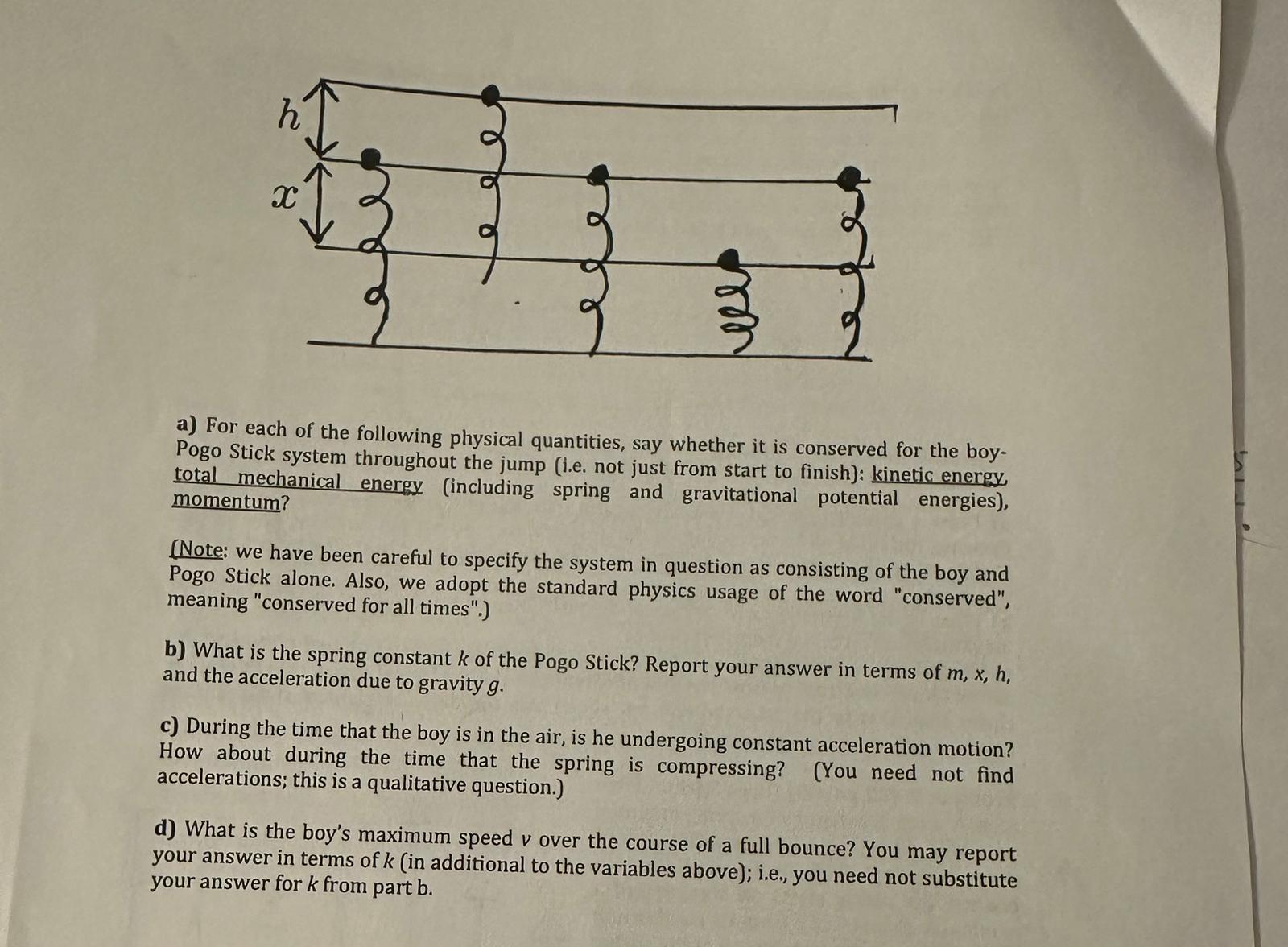 Solved Problem 5 [22 ﻿points] (Pogo Stick) ﻿A Pogo Stick is