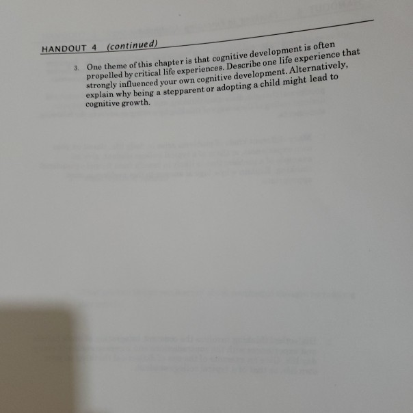 HANDOUT 4 Thinking in Emerging Adulthood Now that you | Chegg.com