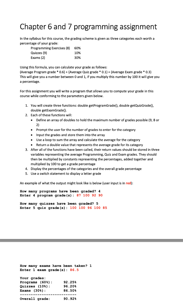 Solved Chapter 6 And 7 Programming Assignment In The | Chegg.com