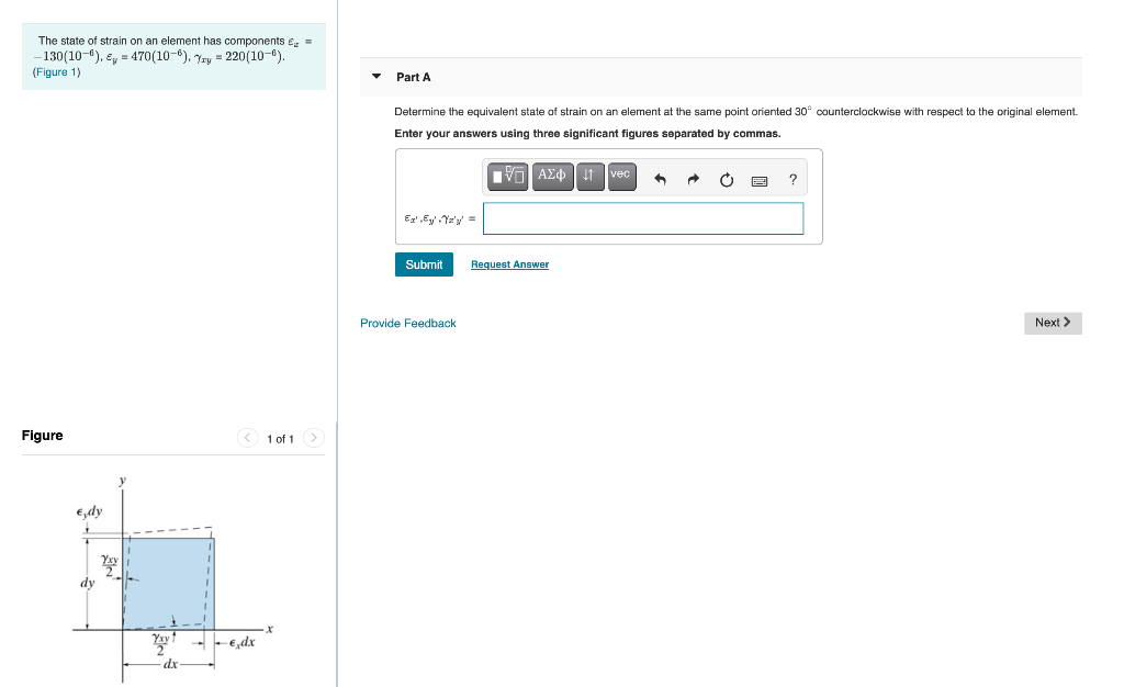 Solved The state of strain on an element has components es = | Chegg.com