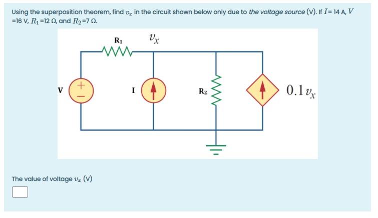 Solved Using the superposition theorem, find v, in the | Chegg.com
