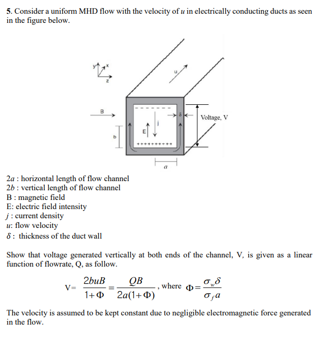 5. Consider A Uniform MHD Flow With The Velocity Of U | Chegg.com