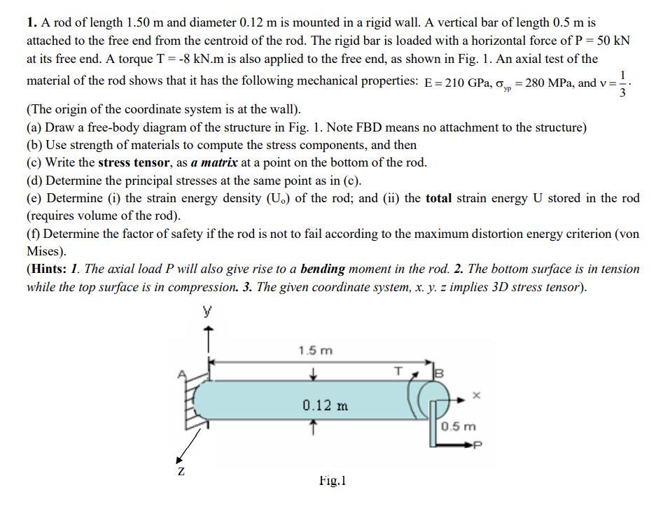 Solved 1. A rod of length 1.50 m and diameter 0.12 m is | Chegg.com