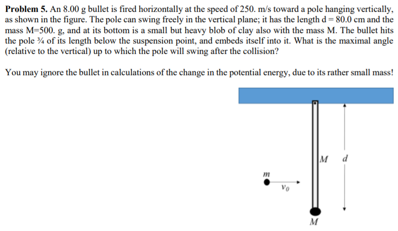 Solved Problem 5. An 8.00 G Bullet Is Fired Horizontally At | Chegg.com