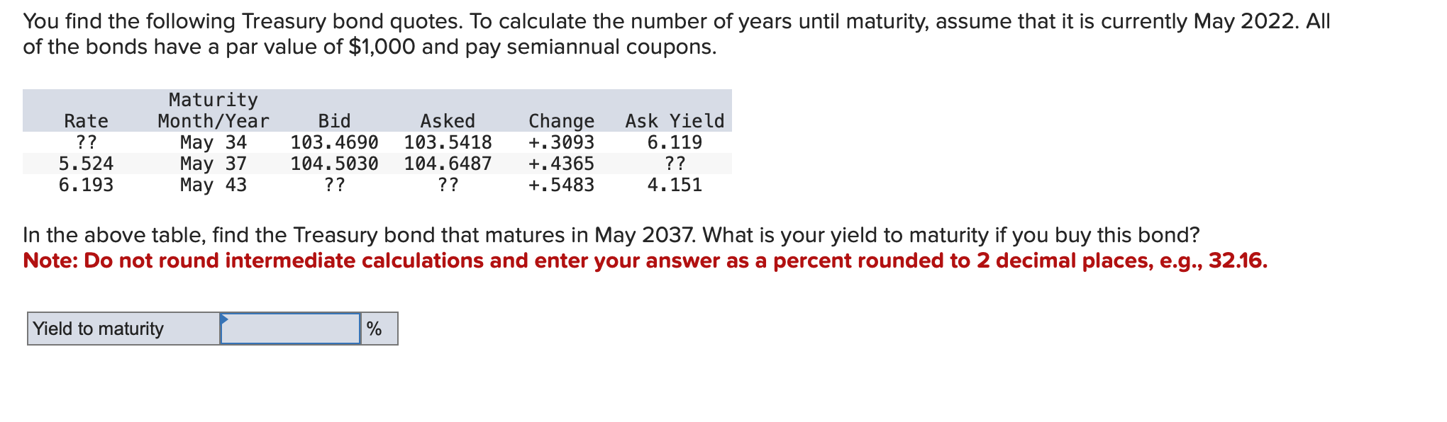 Solved You find the following Treasury bond quotes. To | Chegg.com