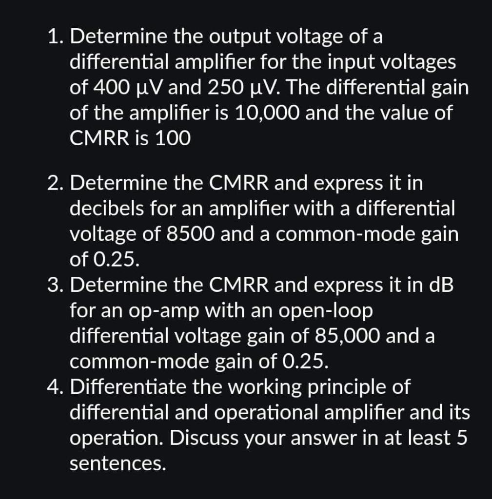Solved 1. Determine the output voltage of a differential