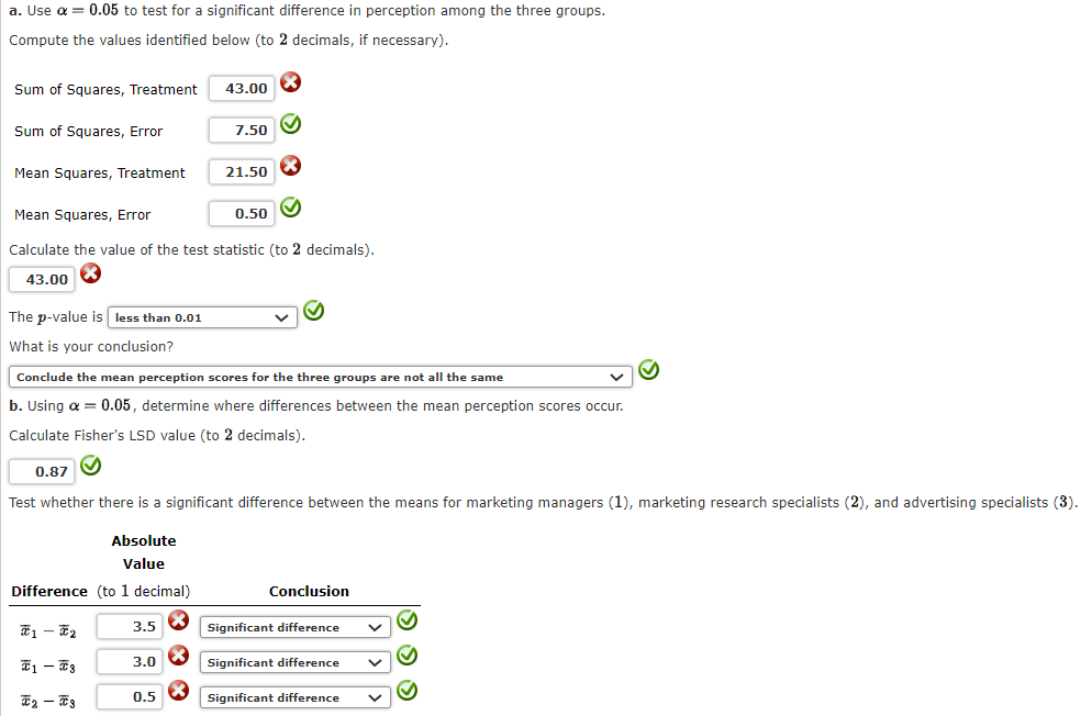 a. Use α=0.05 to test for a significant difference in | Chegg.com
