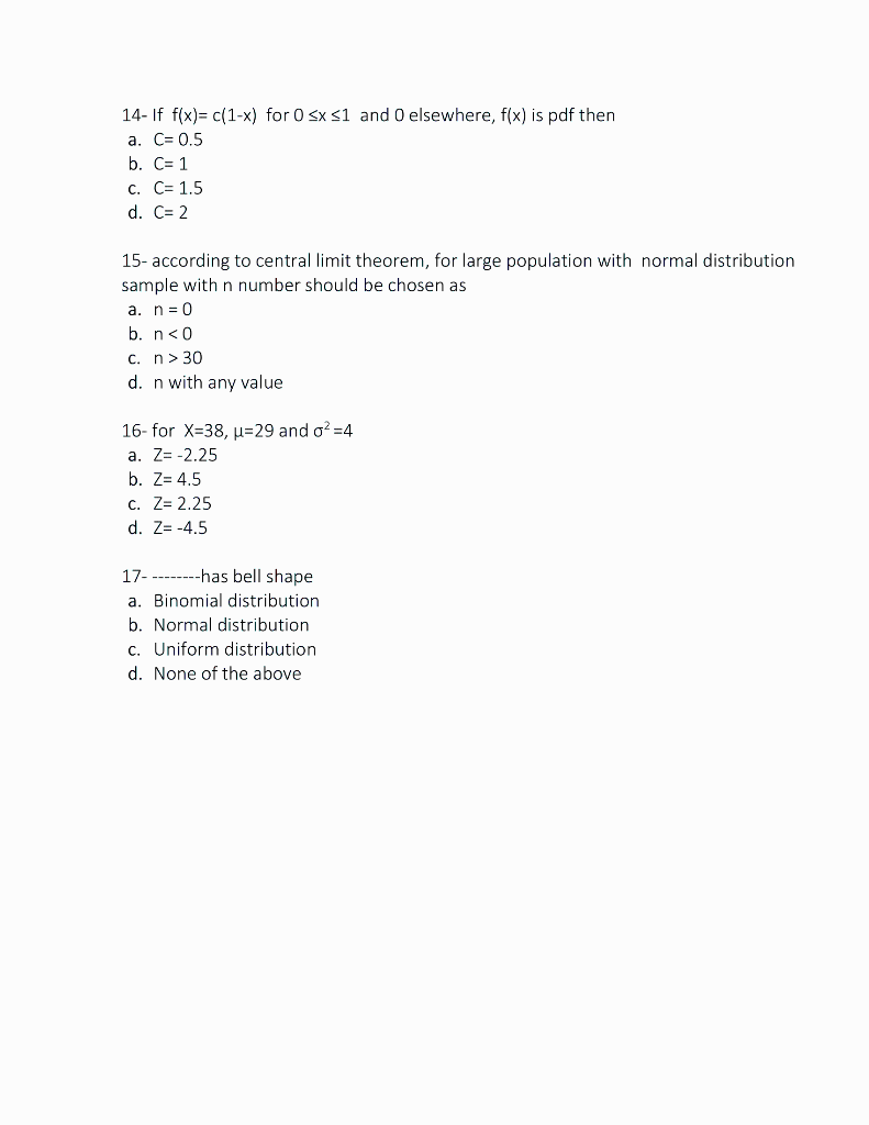 Solved 14 If F X C 1 X For 0 Sx S1 And 0 Elsewhere F Chegg Com